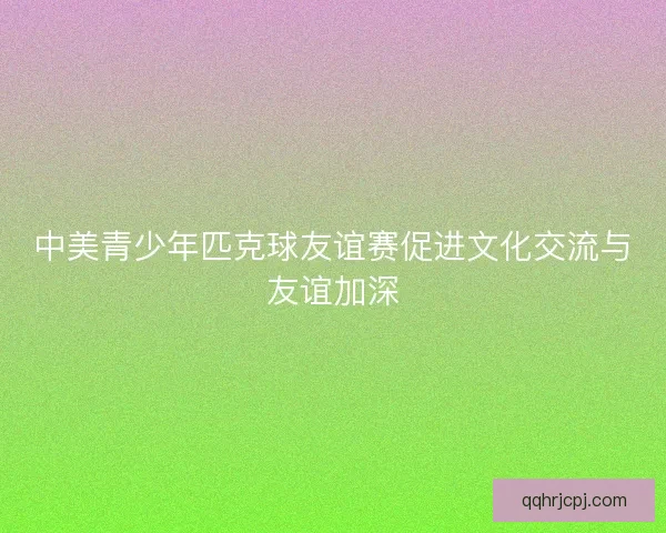 中美青少年匹克球友谊赛促进文化交流与友谊加深